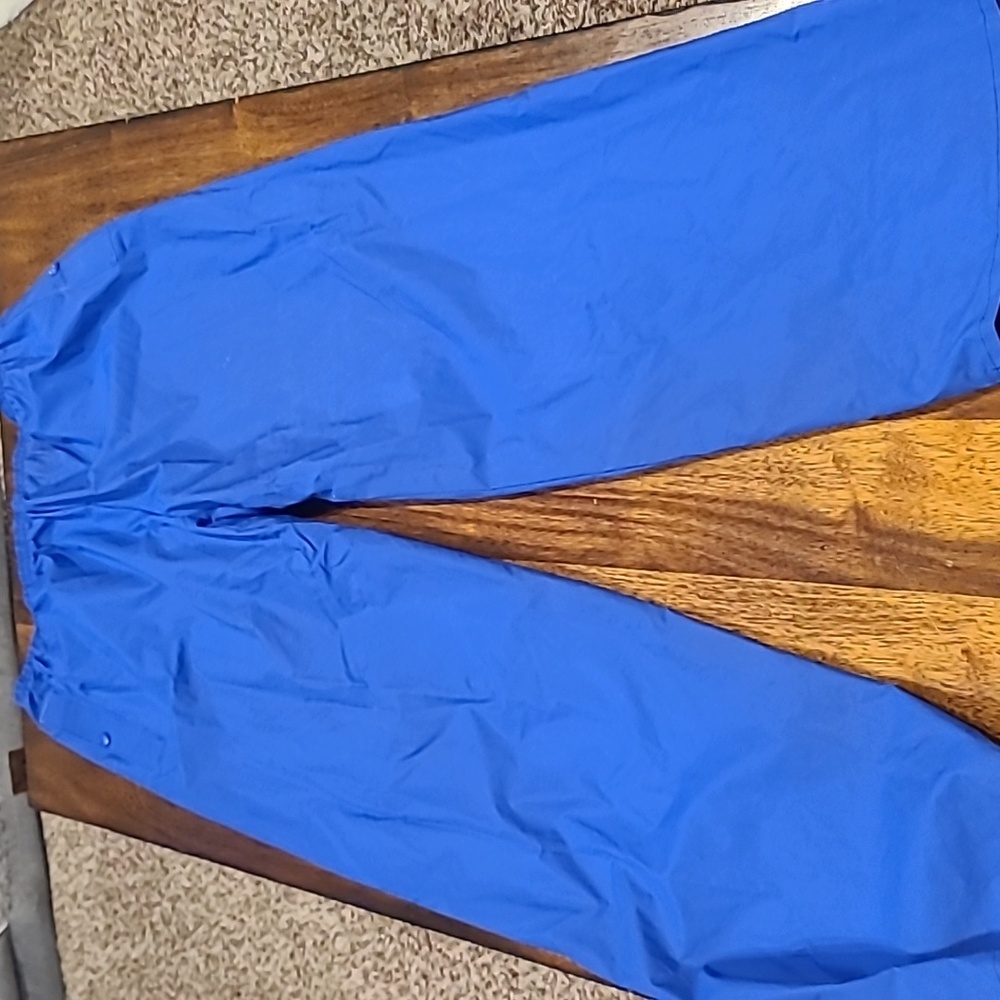 Columbia L Mens Blue Rain Pants Snap Pockets and Elastic Waist Durable.  Vintage